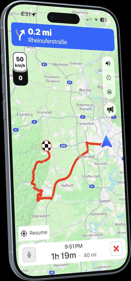 Turn-by-turn navigation in RiveDrive