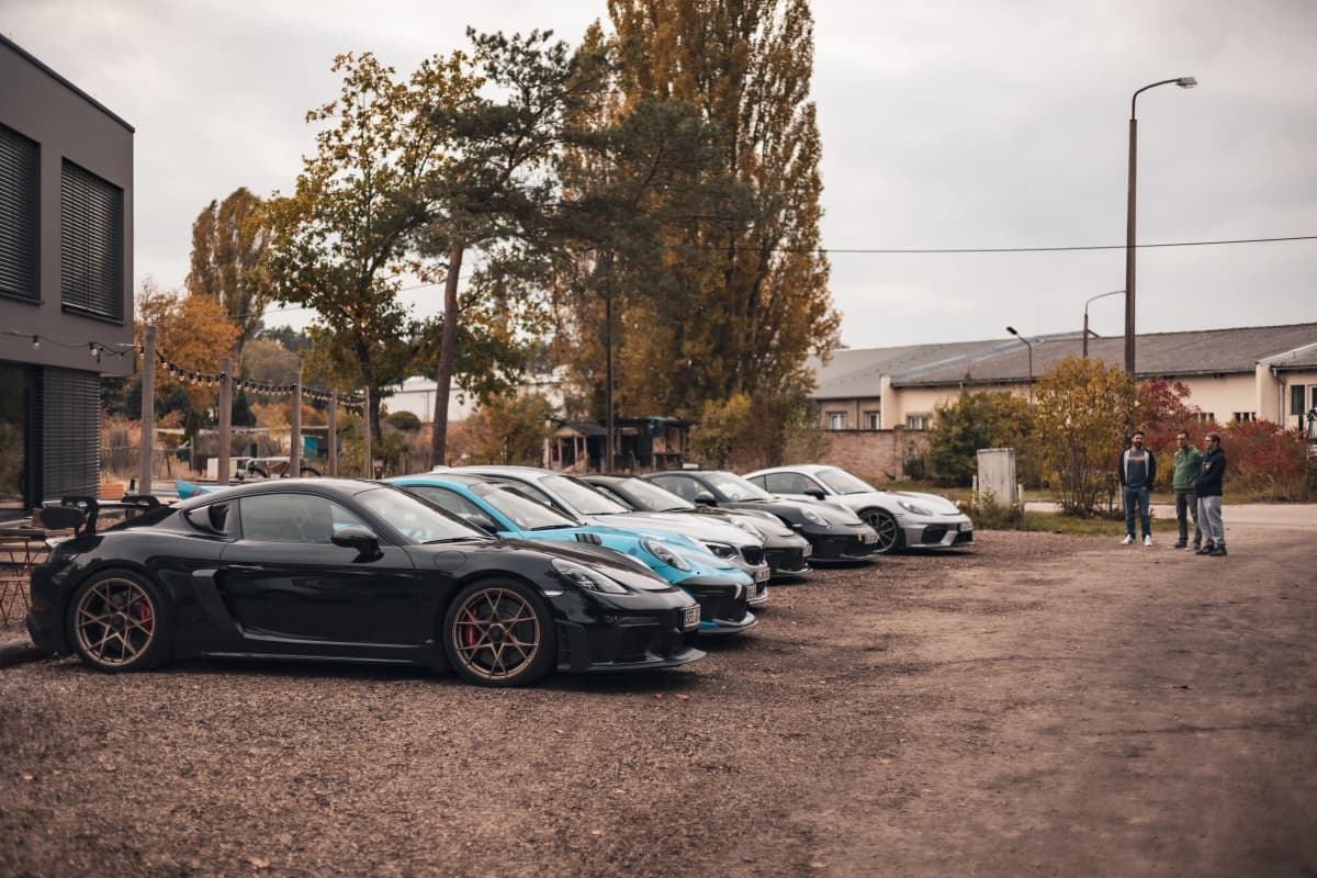 Luxury cars in autumn setting